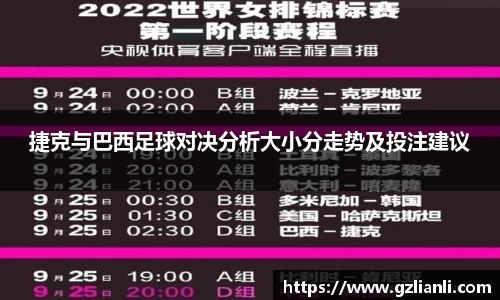 捷克与巴西足球对决分析大小分走势及投注建议